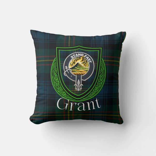 Grant Scottish Clan Tartan & Wappen Kissen (Vorderseite)
