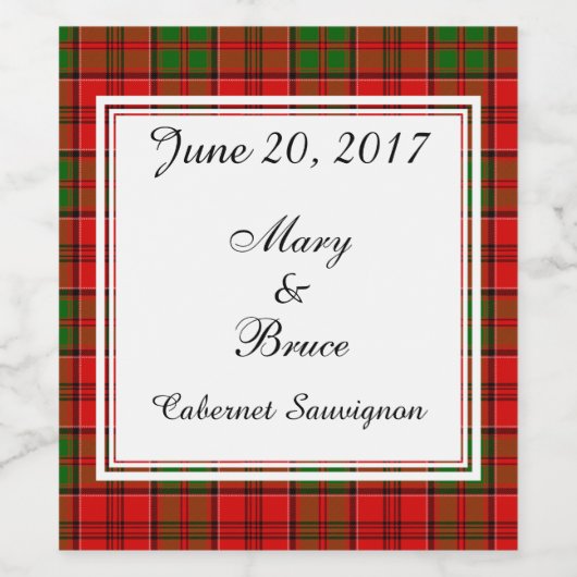 Grant Scottish Wedding Wine Label Weinetikett (Einzelnes Label)