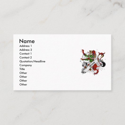 Grant Tartan Lion Visitenkarte (Vorderseite)