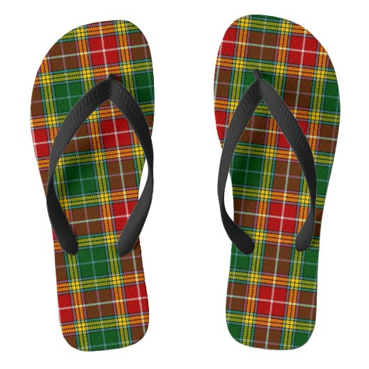 Grant Tartan Red Green and Yellow Adult Flip Flops Badesandalen (Fußbett)