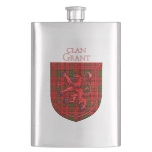 Grant Tartan Scottish Plaid Lion Rampant Flachmann