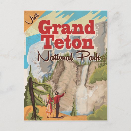 Grant Teton Nationalpark Vintage Travel Poster Postkarte (Vorderseite)