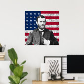 Grant und die amerikanische Flagge Poster (Heimbüro)