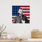 Grant und die amerikanische Flagge Poster (Küche)