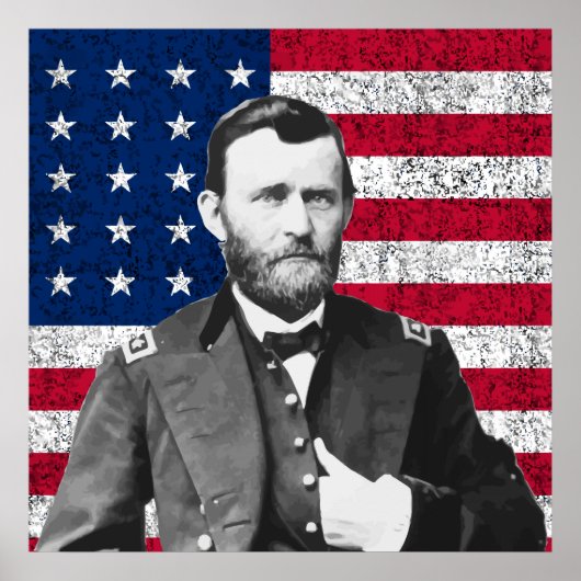 Grant und die amerikanische Flagge Poster (Vorne)