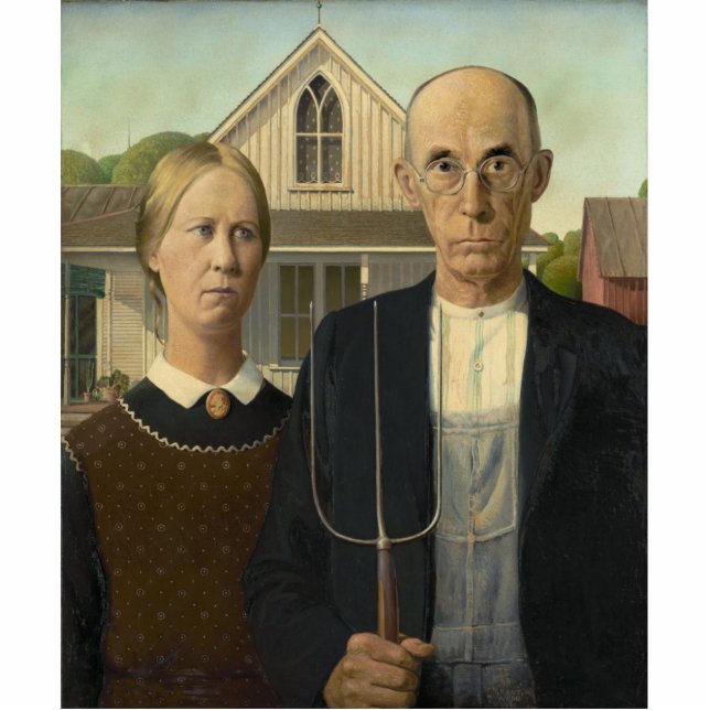 Grant Wood - American Gothic Freistehende Fotoskulptur (Vorne)