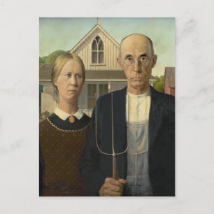 GRANT WOOD - Amerikanisch gothic 1930 Postkarte