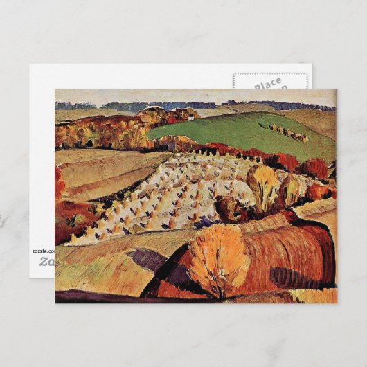 Grant Wood artwork, Landschaft Postkarte (Vorne/Hinten)