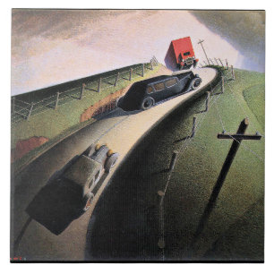 Grant Wood Artwork, Tod an der Ridge Road Fliese