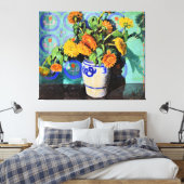 Grant Wood - Calendulas, Blumenmalerei Leinwanddruck (Insitu (Schlafzimmer))