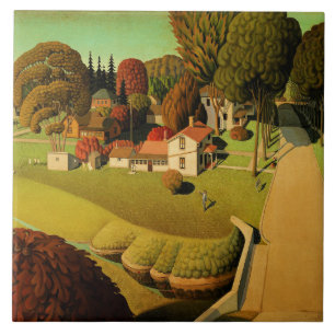 Grant Wood - Der Geburtsort von Herbert Hoover Fliese