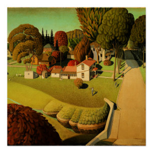 Grant Wood - Der Geburtsort von Herbert Hoover Poster