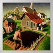 Grant Wood - Frühling in der Stadt, Kunstmalerei Poster (Vorne)