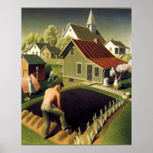 Grant Wood - Frühling in der Stadt Poster