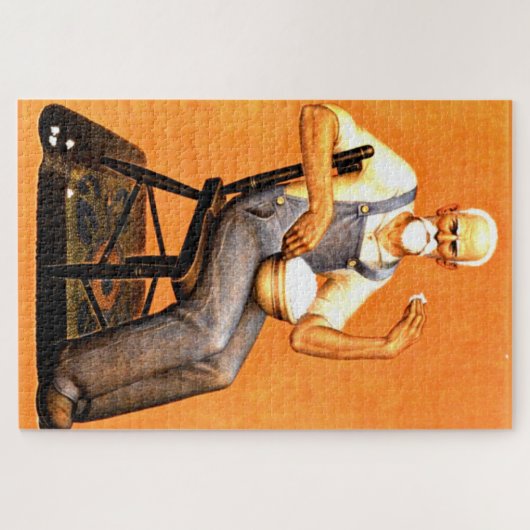 Grant Wood - Opa frisst Popcorn Puzzle (Horizontal)