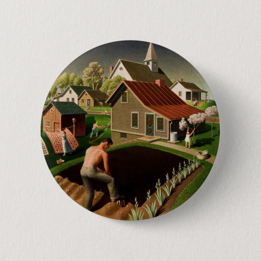 Grant Wood Spring in Town (1941) Button (Vorderseite)