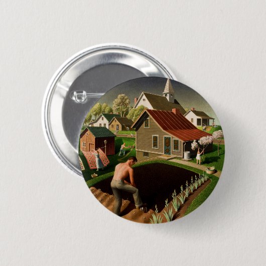 Grant Wood Spring in Town (1941) Button (Vorne & Hinten)