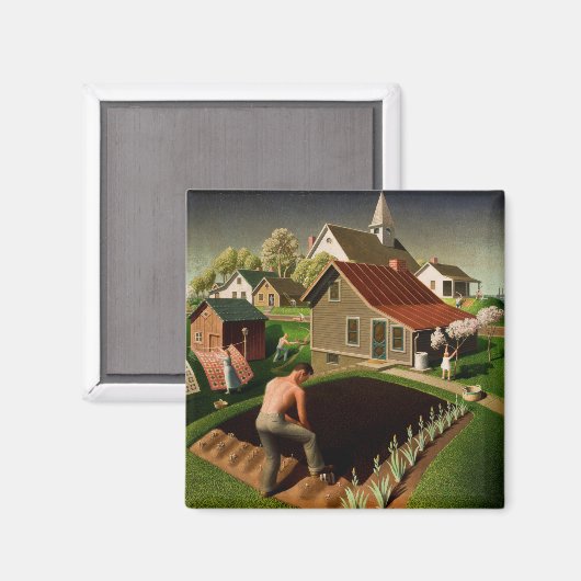 Grant Wood Spring in Town (1941) Magnet (Vorderseite/Rückseite)