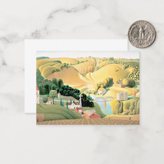 Grant Wood - Stone City, Iowa Mitteilungskarte (Vorderseite/Rückseite Beispiel)