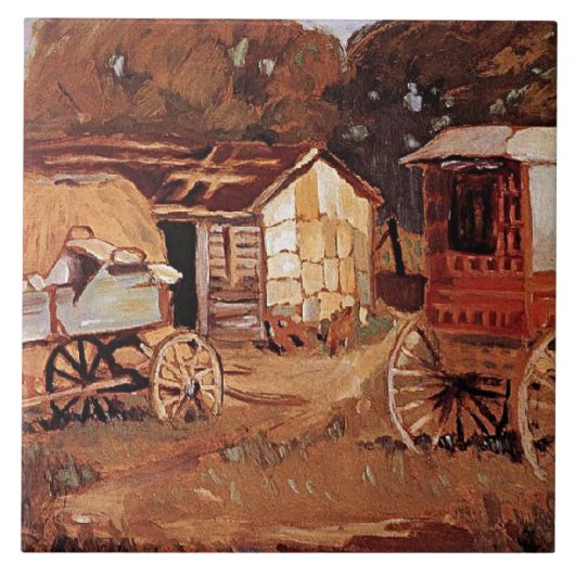 Grant Wood - The Horsetraders Fliese (Vorderseite)