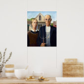 Grant Woods American Gothic  Poster (Küche)