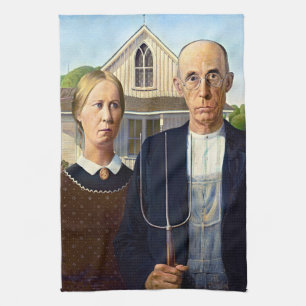 Grant Woods American Gothic Retro-Küchenhandtuch Geschirrtuch