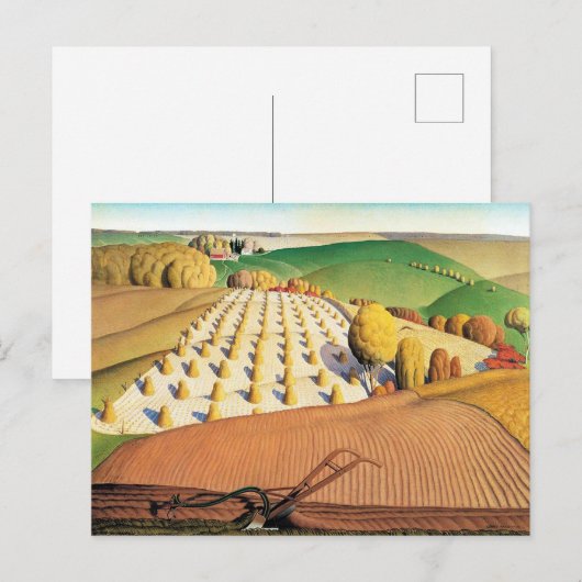 Grant Wood's Fall Plowing Postkarte (Vorne/Hinten)