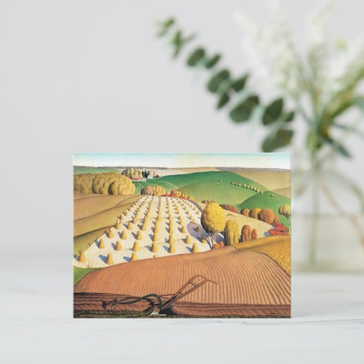 Grant Woods Herbstfurche Postkarte (Stehend Vorderseite)