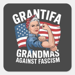 Grantifa Oma gegen Faschismus Kein König USA Quadratischer Aufkleber