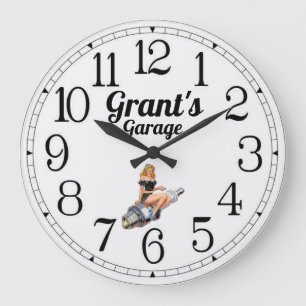 Grant's Garage Zündkerzenstift hoch Große Wanduhr