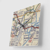 Grants New Mexico Vintag Map Quadratische Wanduhr (Winkel)