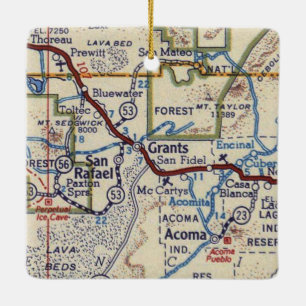Grants New Mexico Vintage Karte Keramikornament