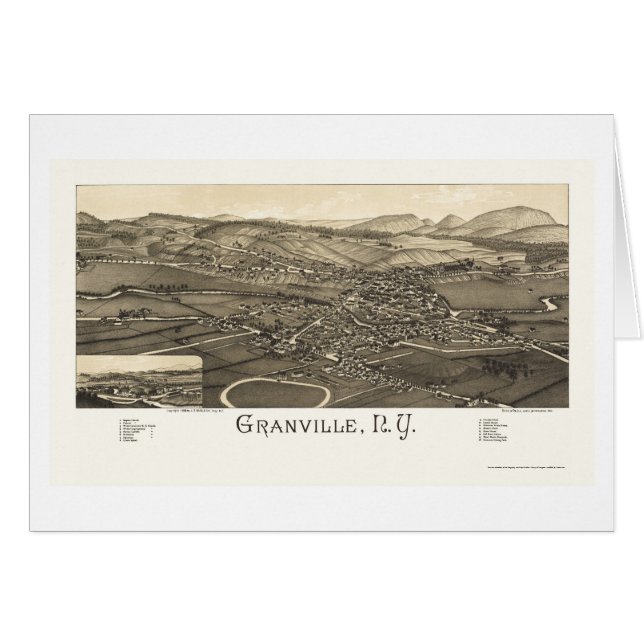 Granville, NY panoramische Karte - 1886 (Vorderseite (Horizontal))