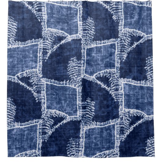 Grap für den indigo-dyed Effect überprüft Patchwor Duschvorhang (Vorderseite)