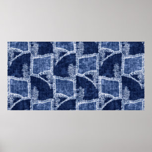Grap für den indigo-dyed Effect überprüft Patchwor Poster
