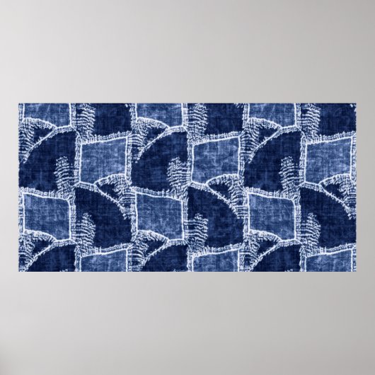 Grap für den indigo-dyed Effect überprüft Patchwor Poster (Vorne)