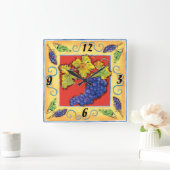 Grape Cluster wall clock Quadratische Wanduhr (Zuhause)