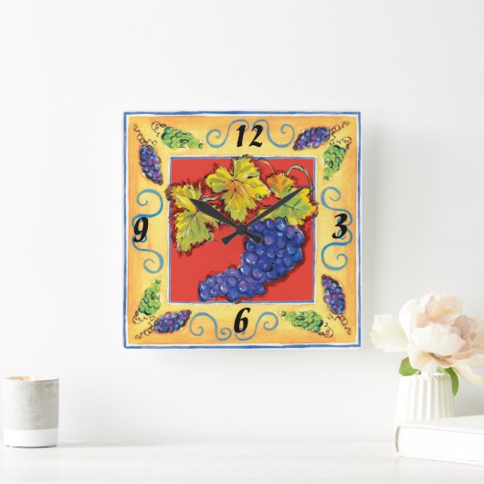 Grape Cluster wall clock Quadratische Wanduhr (Zuhause)