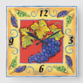 Grape Cluster wall clock Quadratische Wanduhr (Vorderseite)