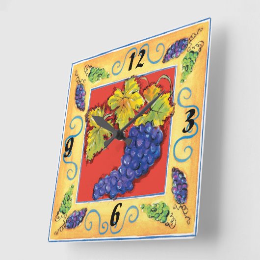 Grape Cluster wall clock Quadratische Wanduhr (Winkel)