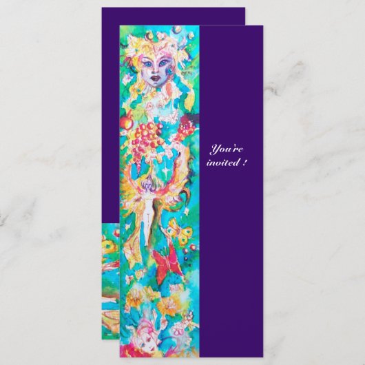 GRAPE FAIRE TALE lila blaues fuchsienrosa Einladung (Vorne/Hinten)