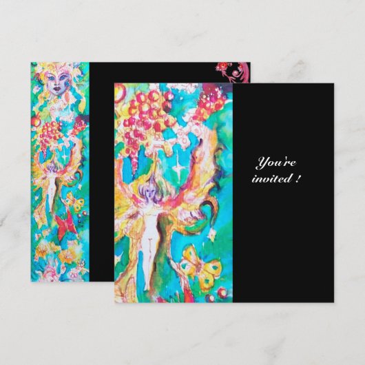 GRAPE FAIRY TALE1 schwarz Einladung (Vorne/Hinten)