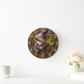 Grape-loving gnome harvest fantasy runde wanduhr (Zuhause)