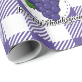 Grape on Violet Plaid - Happy Thanksgiving Geschenkpapier (Rolleneckpunkt)