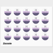 GRAPE und LILAC LILA Damask Wedding Monogram Runder Aufkleber (Blatt)