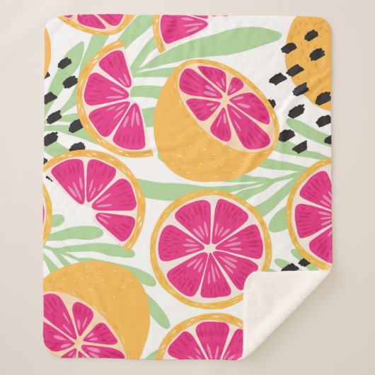 Grapefruit & Blätter: Tropisch Vintag Sherpadecke (Vorderseite)