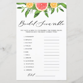 Grapefruit Bridal Word Scramble Brautparty Game