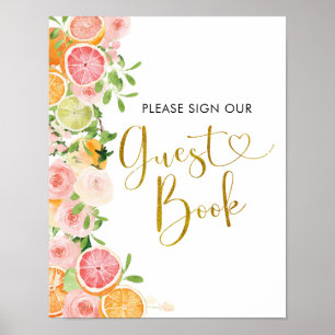 Grapefruit Citrus Brautparty Gästebuch
