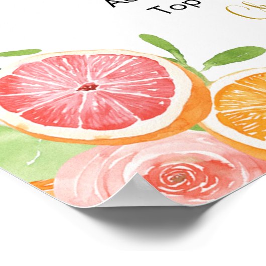 Grapefruit Citrus Brautparty Mimosa Bar Sign Poster (Ecke)