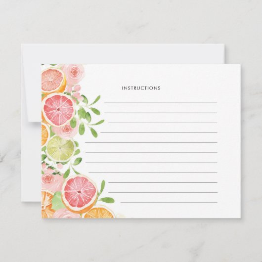 Grapefruit Citrus Frucht Brautparty Recipe Card Einladung (Rückseite)
